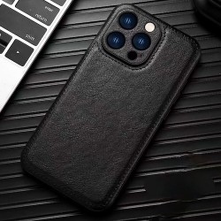 IPhone 15 - Protection arrière - Cuir - Noir