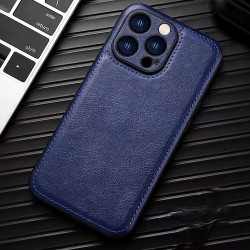 IPhone 15 - Protection arrière - Cuir - Bleu