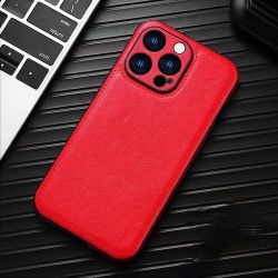 IPhone 15 - Protection arrière - Cuir - Rouge